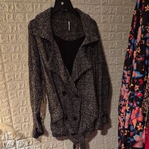 Free people large button biker look jacket